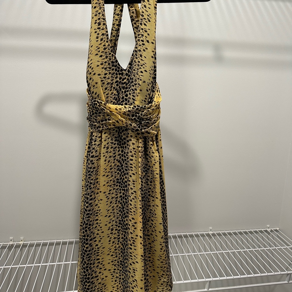 Yellow and Black Patterned Halter Dress